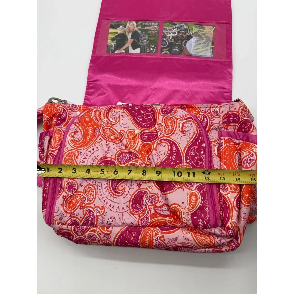 Ju-Ju-Be Be All Pink Orange Paisley Messenger Diaper Bag with Changing Pad New